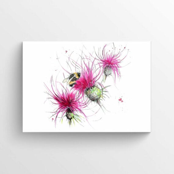 bee and thistles artwork poster