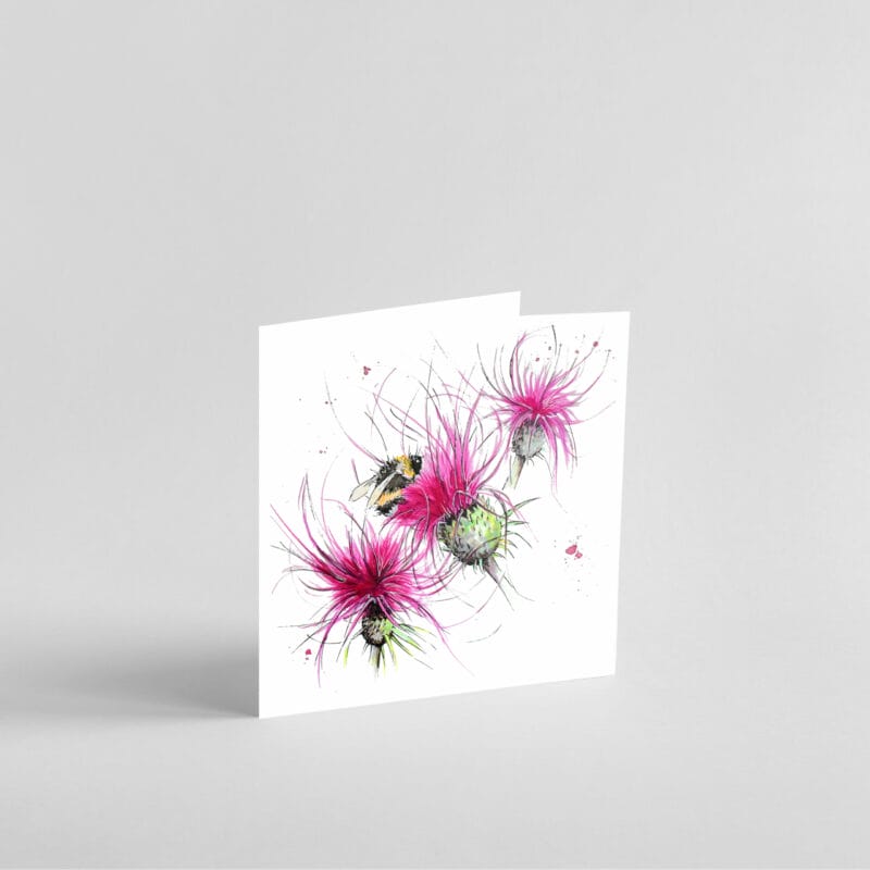 bee and thistles greetings card