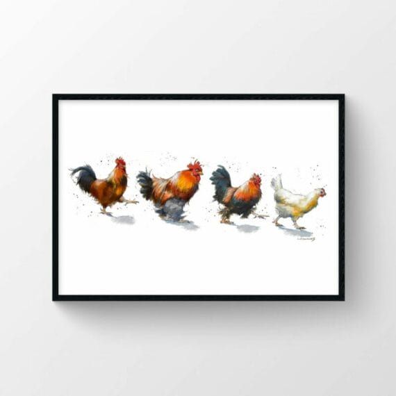 framed chicken on a mission artwork poster