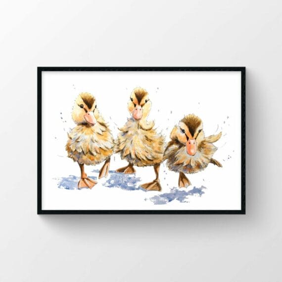 framed ducklings artwork poster