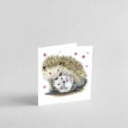 hedgehog and hoglet greetings card
