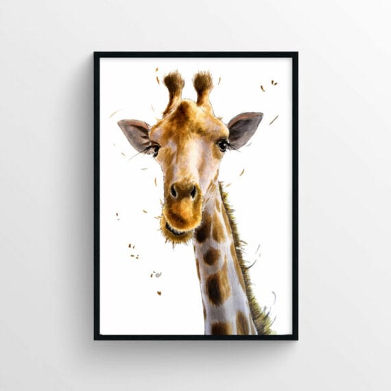 framed jerry the giraffe artwork poster
