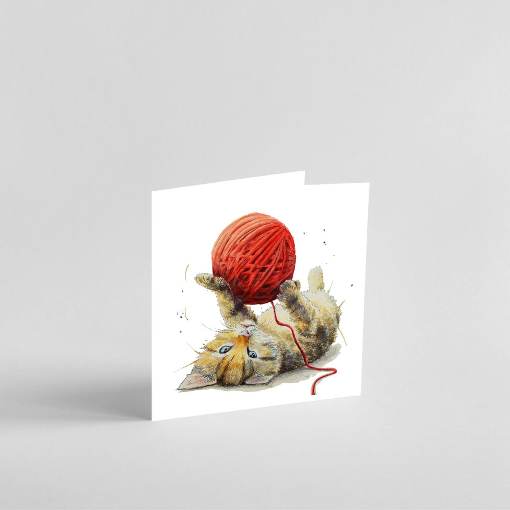 kitten wool greetings card