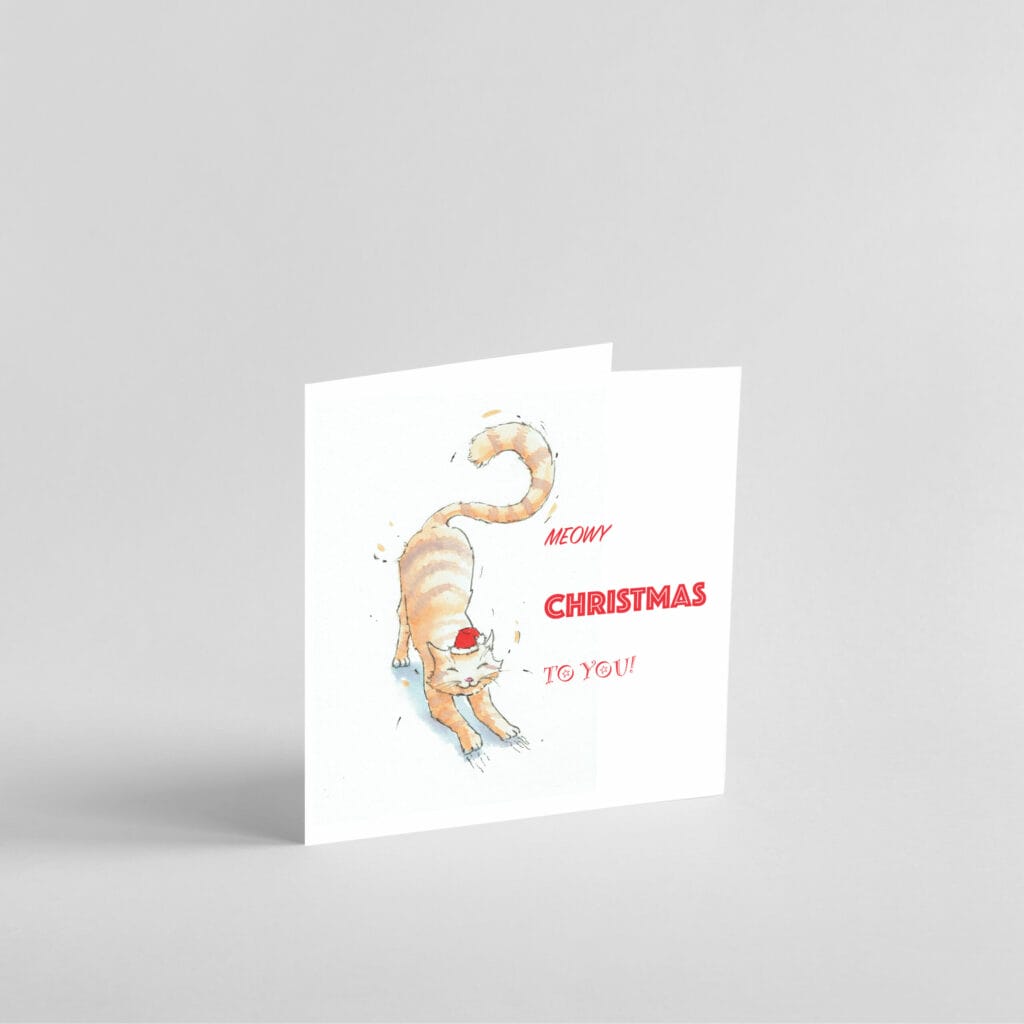 meowy christmas to you christmas greetings card