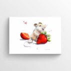mouse and strawberries artwork poster