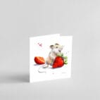 mouse and strawberry greetings card