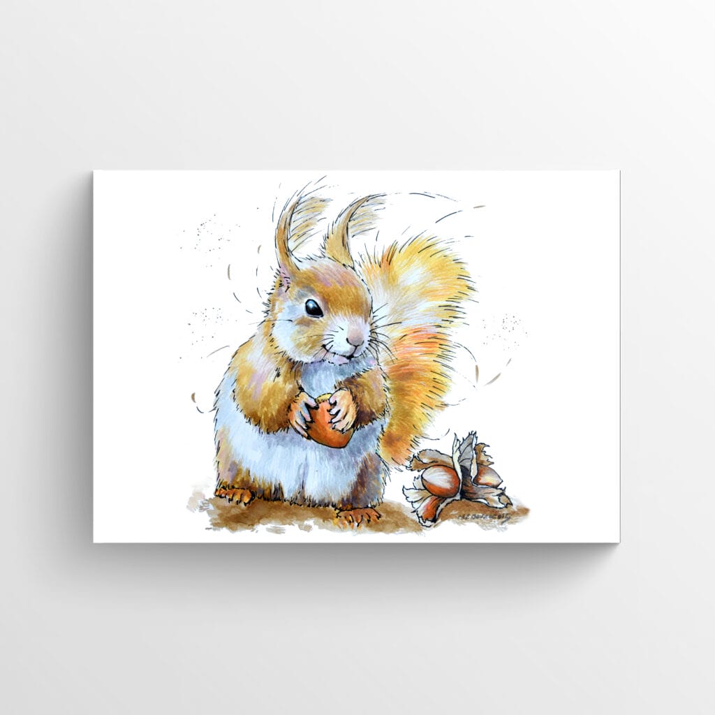 squirrel and hazelnuts artwork poster