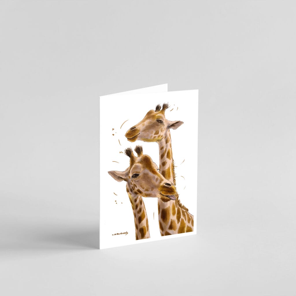 two giraffes greetings card